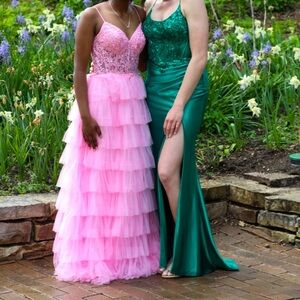 Pink Ruffled Prom Dress